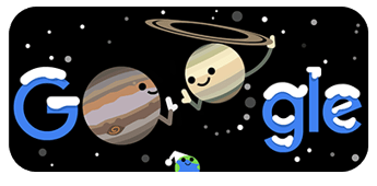 Storica congiunzione Giove e Saturno, il doodle di Google